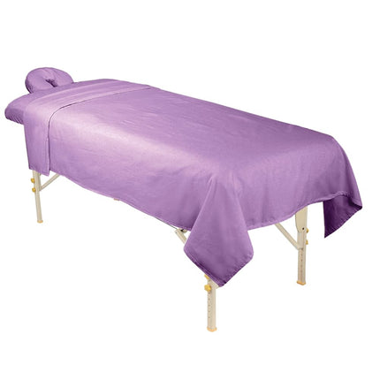 ForPro Premium Flannel 3-Piece Massage Sheet Set, Cool Grey, Stain and Wrinkle-Resistant, Includes Flat and Fitted Sheet and Face Rest Cover