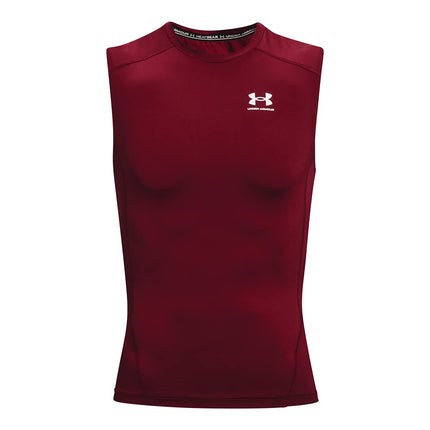 Under Armour Men's HeatGear Compression Sleeveless T-Shirt, Cardinal (625)/White, XXL