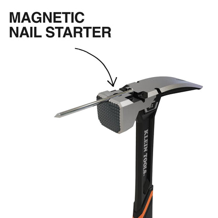 Klein Tools H80922SM Milled Face Framing Hammer with Straight Claw, 22-Ounce Forged Steel, Magnetic Nail Starter and Extra-Large Squared Strike Face
