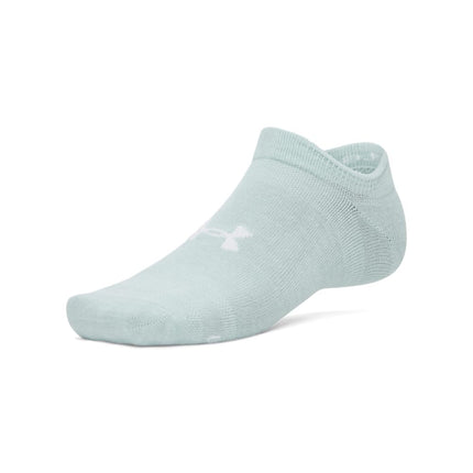 Under Armour Unisex Essential No Show Socks 6 Pack, (477) Enamel Blue / Enamel Blue / White, Small
