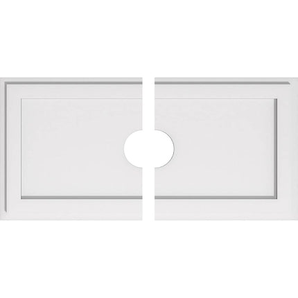 30"W x 15"H x 4"ID x 10 1/2"C x 1"P Rectangle Architectural Grade PVC Contemporary Ceiling Medallion, Two Piece