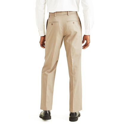 Pantalones Dockers de algodón elástico de lujo para hombre, ajuste clásico, plisados (tallas regulares y grandes), Timberwolf, 40W x 29L, Timberwolf, X-Grande