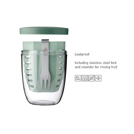 Mepal – Fruit & Veggie Pot Ellipse – Container for Vegetables and Fruit On The Go – 600 ml – Nordic Sage