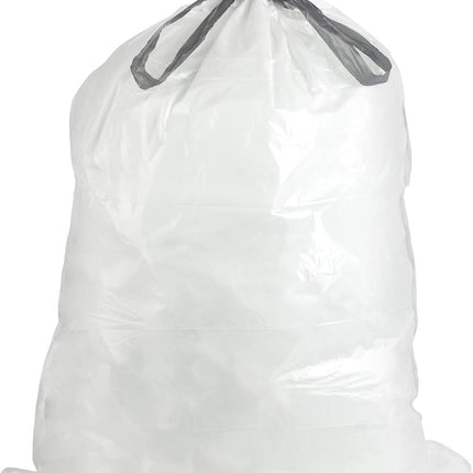 Plasticplace Custom Fit Trash Bags │ simplehuman (x) Code D Compatible (200 Count) │ White Drawstring Garbage Liners 5.2 Gallon / 20 Liter │ 15.75" x 28"