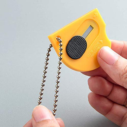18 Pack Mini Portable Utility Office Keychain with auto Retractable Blade Pocket Knives Letter Opener Small Box Cutter(Yellow)