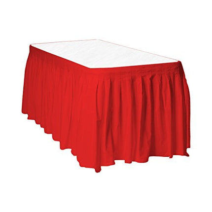 Amscan 77025.40 Disposable Apple Red Solid Color Plastic Table Skirt, 14' X 29" Party Supplies, Red