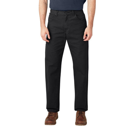 Dickies Pantalón vaquero de pato para hombre, talla grande, ajuste relajado, color negro, 46x32