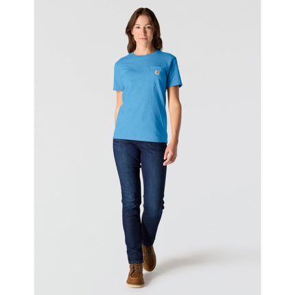 Carhartt Women’s Loose Fit Heavyweight Short-Sleeve Pocket T-Shirt, Tranquil Blue Heather, XS