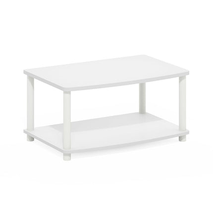 Furinno TURN-N-TUBE TV Riser Stand, 2-Tier Small Elevated No Tools TV Stand, TV Console for TV up to 32 inch, 15.8 x 23.8 x 11, for Living Room, Bedroom, White