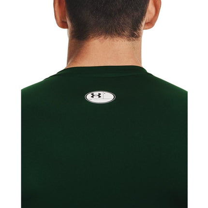 Camiseta de compresión de manga larga HeatGear para hombre de Under Armour, verde bosque (301)/blanco, grande