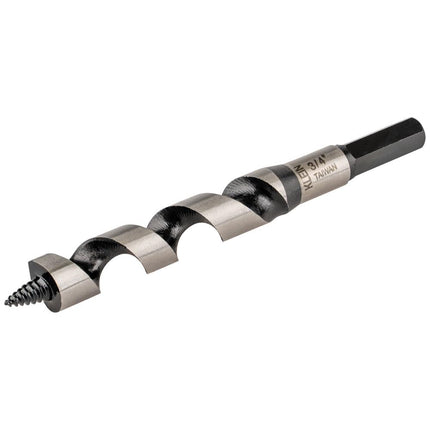 Klein Tools 53402 Steel Ship Auger Bit with Screw Point, 3/4-Inch Bit x 4-Inch Twist Length for Drilling Through Wood with Nails
