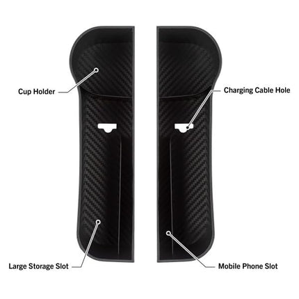 Stalwart Car Seat Gap Filler 2-Pack - Front Seat Organizer Set with Built-in Cupholder, Phone Slot, and Charging Cable Opening - Car Accessories
