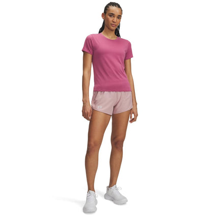 Pantalón corto Under Armour Fly by para mujer, (673) Tourmaline Pink / Tourmaline Pink / Reflective, 3XL