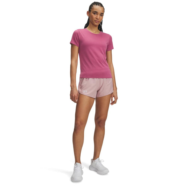 Pantalón corto Under Armour Fly by para mujer, (673) Tourmaline Pink / Tourmaline Pink / Reflective, 3XL