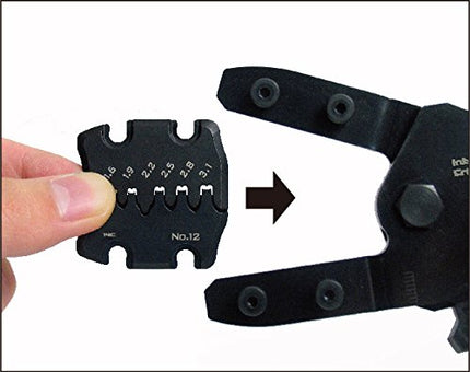 Precision Universal Crimping Tool with Inter-Changeable die Plates (Size M) Handy Crimp Tool. Made in Japan. ENGINEER pad-12