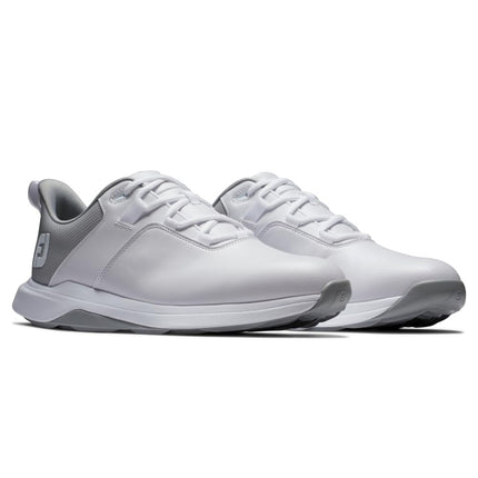 Zapatillas de golf FootJoy para hombre Prolite estilo de temporada anterior, blanco/gris claro/gris, 7.5 X-Wide