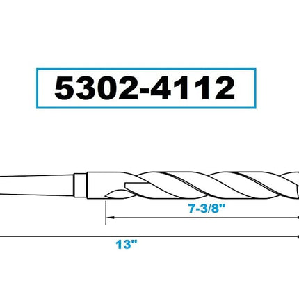 HHIP 5302-4112 High Speed Steel 4MT Taper Shank Drill, 118 Degree Split Point, 1-3/16" Diameter X 7-3/8" Flute Length X 13" Overall Length