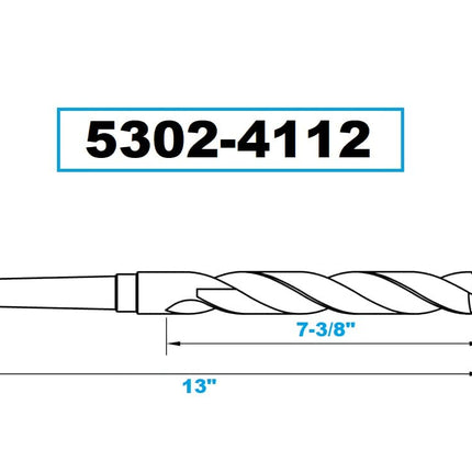 HHIP 5302-4112 High Speed Steel 4MT Taper Shank Drill, 118 Degree Split Point, 1-3/16" Diameter X 7-3/8" Flute Length X 13" Overall Length