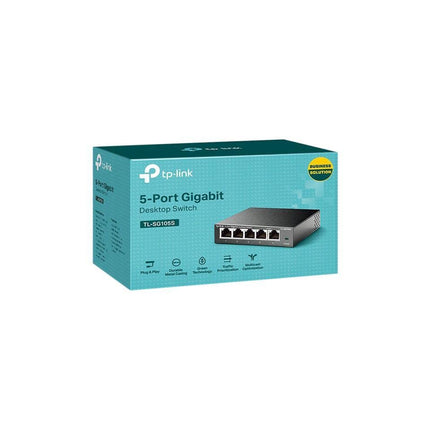 TP-Link TL-SG105S | Switch Ethernet Gigabit de 5 puertos | Montaje en escritorio/pared | Plug & Play | Sin ventilador | Robusto de metal | 3 años de garantía del fabricante | QoS 802.1p/DSCP y IGMP Snooping | Diseño compacto