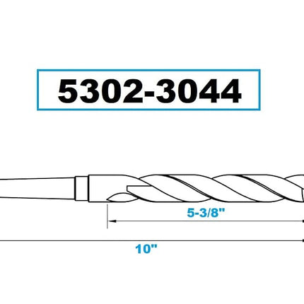 HHIP 5302-3044 High Speed Steel 3MT Taper Shank Drill, 118 Degree Split Point, 11/16" Diameter X 5-3/8" Flute Length X 10" Overall Length