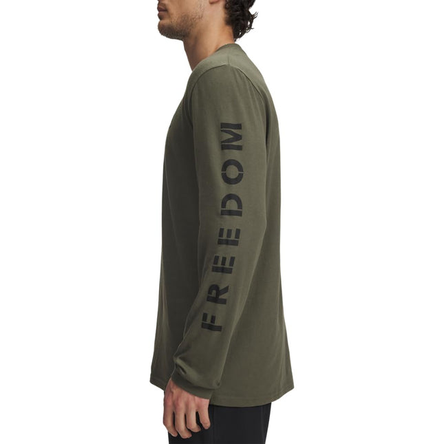 Under Armour Mens Freedom Flag Long Sleeve T Shirt, (390) Marine Od Green / / Black, Medium