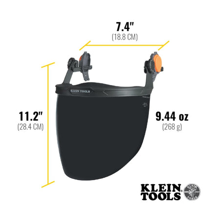 Klein Tools 60473 Gray Face Shield for Safety Helmet and Cap-Style Hard Hat, Impact Rated, Anti-Fog, Low-Profile Design for Grinding