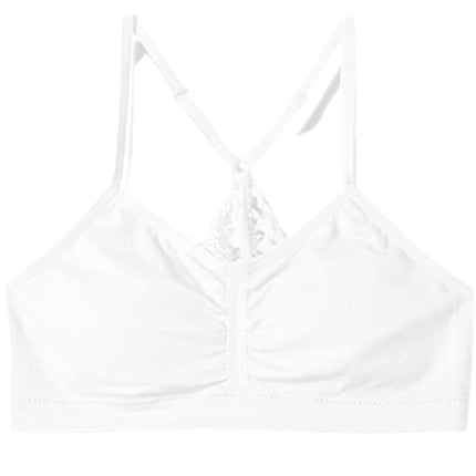 Maidenform Girl Girls' Big Seamless Ruched Crop W/Lace Back, White, XX-Large Plus