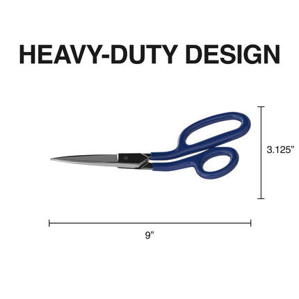 Klein Tools G718LRC Heavy-Duty Carpet Shear, Made in USA, 9-Inch Nickel-Plated Scissors with Offset Curved Handles, Carpet Installation, Fabric, Upholstery, Professional or DIY Usage