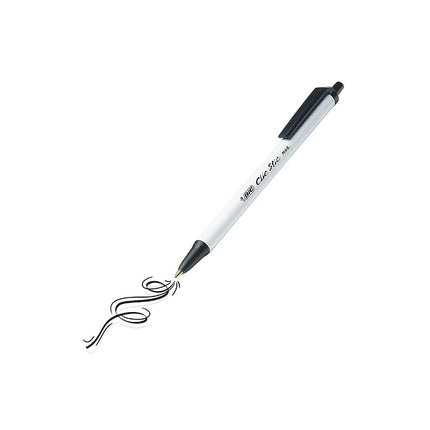 Bic Clic Stic Black Retractable Ballpoint Pens, Medium Point (1.0mm), 24-Count Pack, Round Barrel Design for Comfortable Writing