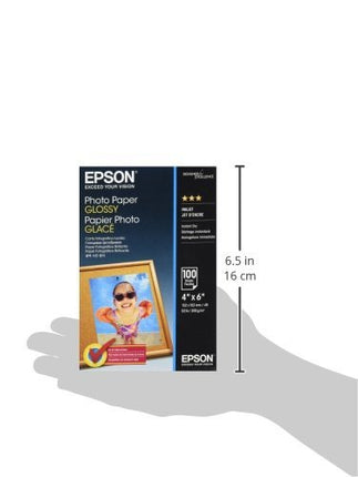 Epson 4 inch x 6 inch Photo Paper Glossy - 100 Sheets (200gsm), White, C13S042548