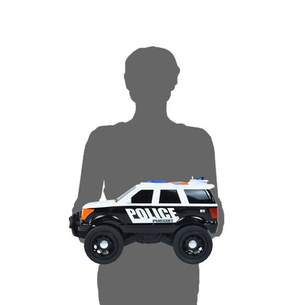 Sunny Days Entertainment Large Police Car – Lights and Sounds Vehicle with Motorized Drive and Soft Grip Tires | Rescue SUV Patrol Toy for Kids – Maxx Action (320174)