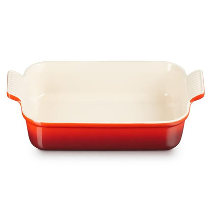 Fuente rectangular Le Creuset Heritage, cerámica de gres, 26 cm, 2,4 litros, color cereza, 71102260600001