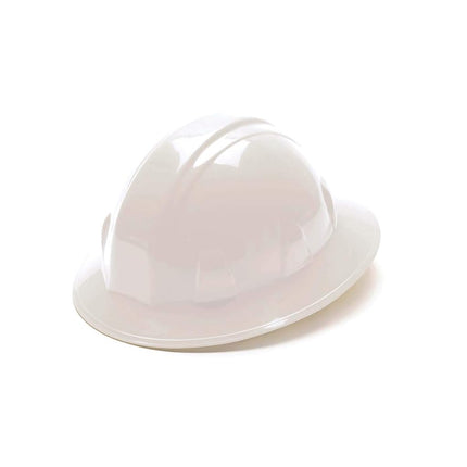 Pyramex Safety SL Series Full Brim Hard Hat, 4-Point Ratchet Suspension, White, Medium