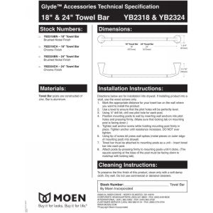 Moen YB2324CH Glyde Barre porte-serviette, 24 po, chrome