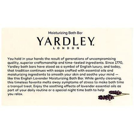 Jabón en barra Yardley London English Lavender con aceites esenciales, barra de 4.25 oz (paquete de 10)