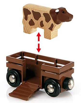 BRIO World Farm Railway Set for Kids, 20 Piece Wooden Train Set with Barn, Tractor and Animals, Ages 3 Years and Up