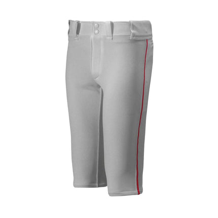 Pantalón corto con ribetes Premier para jóvenes de Mizuno, gris/rojo, mediano