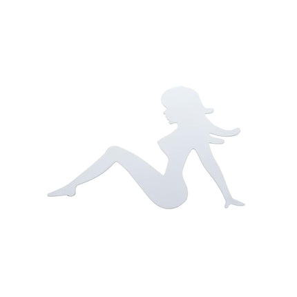 United Pacific 10898 Chrome 3" X 4 1/2" Mini Sitting Lady Mud Flap Cut-Out (Facing Left)