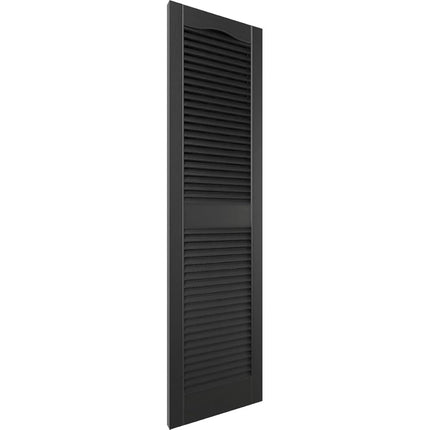 Ekena Millwork Lifetime Vinyl LL1S14X02500BL Standard Cathedral Top Center Mullion, Open Louver Vinyl Shutters, w/Installation Shutter-Lok's & Matching Screws (Per Pair), 14 1/2"W x 25"H, Black