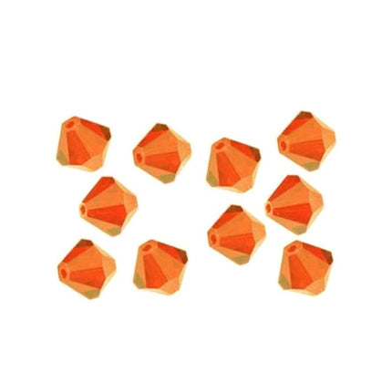 200 unidades de auténticas cuentas sueltas de cristal Preciosa facetadas de 4 mm (0,16 pulgadas) con forma de bicono pequeño, color naranja solar, compatibles con cristales de Swarovski para hacer joyas Pre-B412
