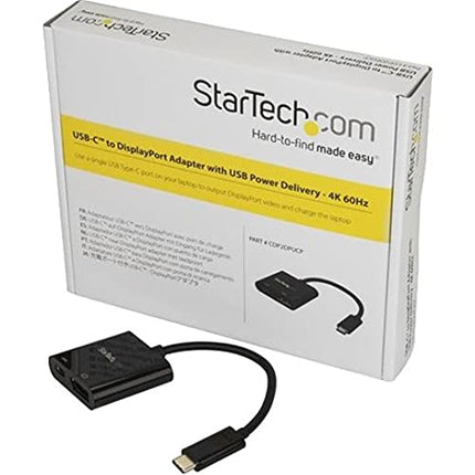 StarTech USB-C to DisplayPort 1.2 Adapter, 4K 60Hz, 60W PD Pass-Through