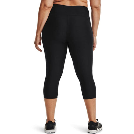 Under Armour Women's HeatGear High Waisted Pocketed Capri, Black (001)/White, X-S Tall