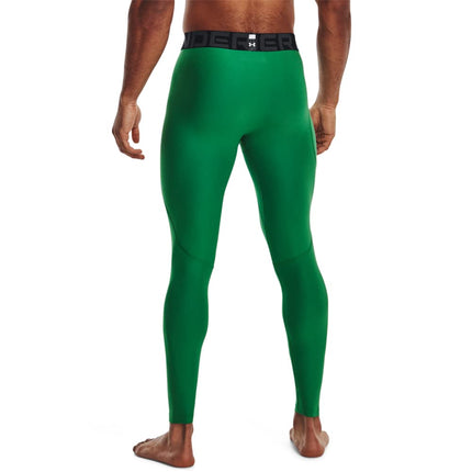 Under Armour Men's Standard HeatGear Leggings, (305) Team Kelly Green / / White, Large