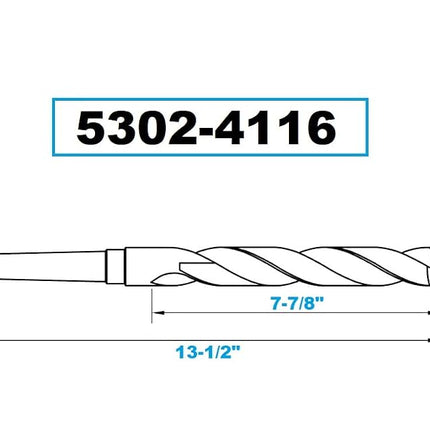 HHIP 5302-4116 High Speed Steel 4MT Taper Shank Drill, 118 Degree Split Point, 1-1/4" Diameter X 7-7/8" Flute Length X 13-1/2" Overall Length