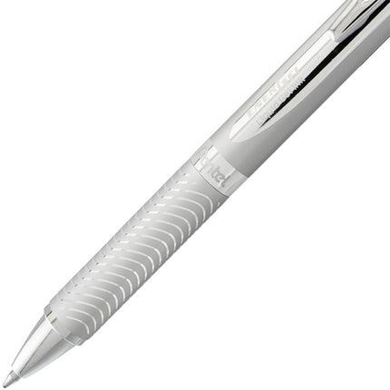 Pentel EnerGel Alloy Retractable Premium Liquid Gel Pen, (0.7mm) Silver Barrel, Black Ink, Pack of 2