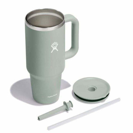 Hydro Flask 40 Oz Travel Tumbler with Handle, Lid and Straw - Insulated Stainless Steel in Tonal Agave