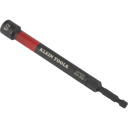 Klein Tools 12PNDC 1/2-Inch Magnetic Color-Coded Power Nut Setter, SAE, Impact-Rated Hex Nut Driver with 5-Inch Extended Reach Shaft