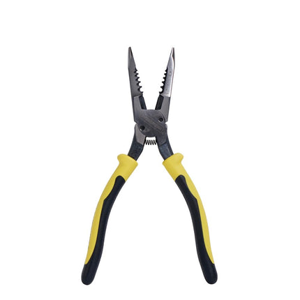 Klein Tools J206-8C Long Nose All-Purpose Spring Loaded Pliers, Forged Steel with Dual Material Journeyman Handles