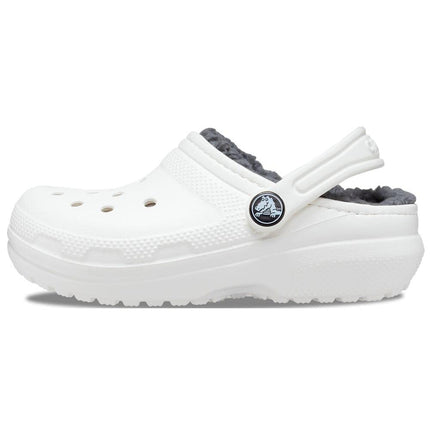 Crocs Kids Clogs, Classic Lined Clog K, White/Grey,3 UK