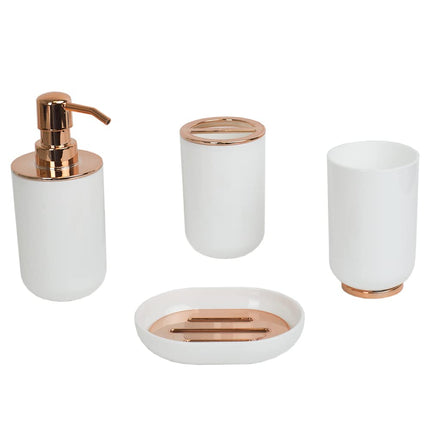 Home Basics 4 Piece Ceramic Bath Accessory Set wit